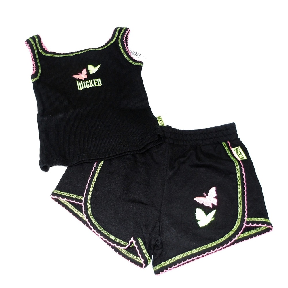 Wicked Black Butterfly Tank Top Shorts Set Kids Girls Size 2T /‎ #26105